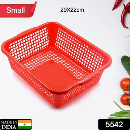 5542 Plastic 1 Pc Kitchen Small Size Dish Rack Drainer Vegetables And Fruits Washing Basket Dish Rack Multipurpose Organizers (29x22cm Mix Color) - Zidbik