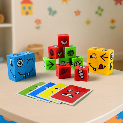 Educational Face Expression Changing Puzzle Cube Toy Set - Zidbik