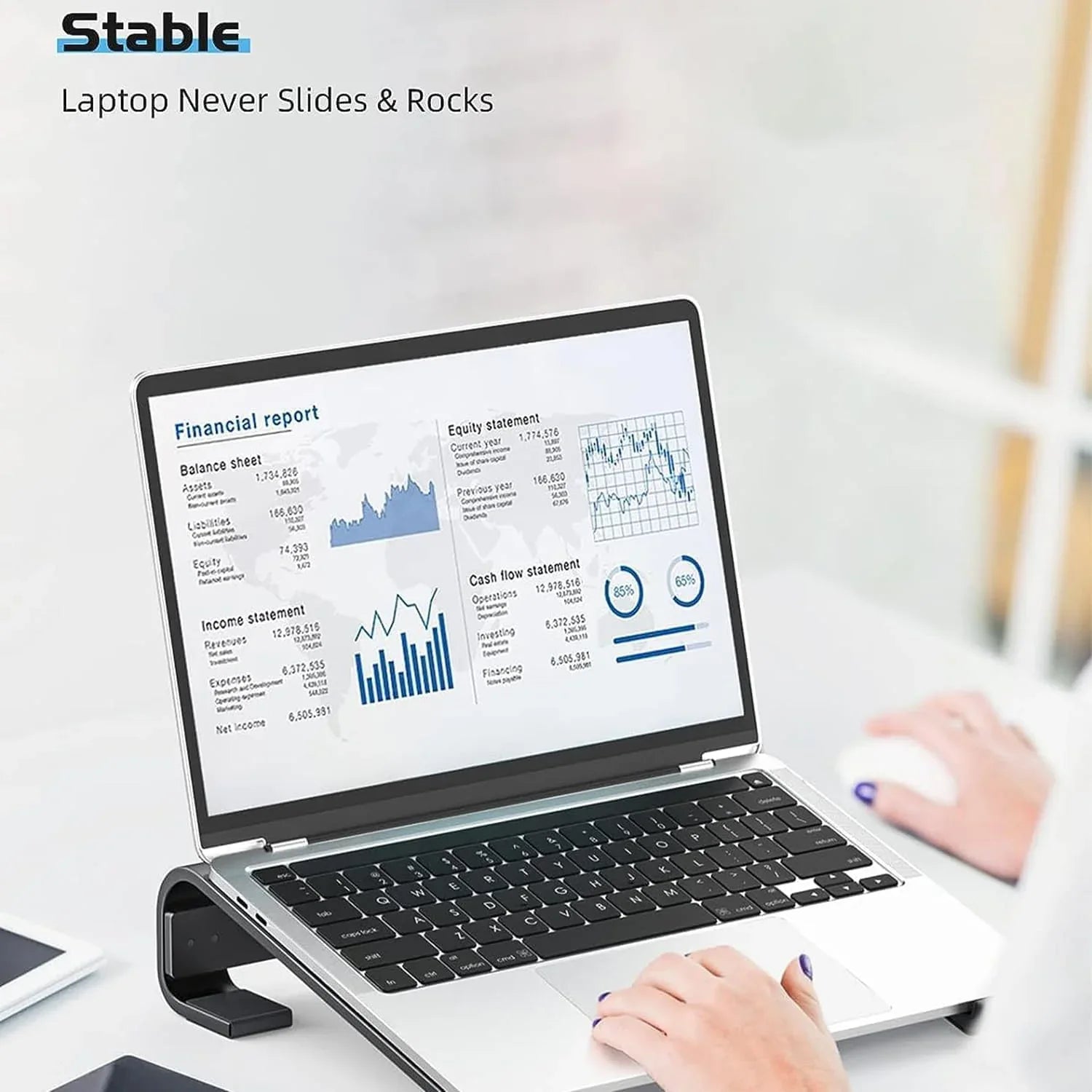 Fixed Metal Laptop Stand For Desk (25 26 Cm) - Zidbik