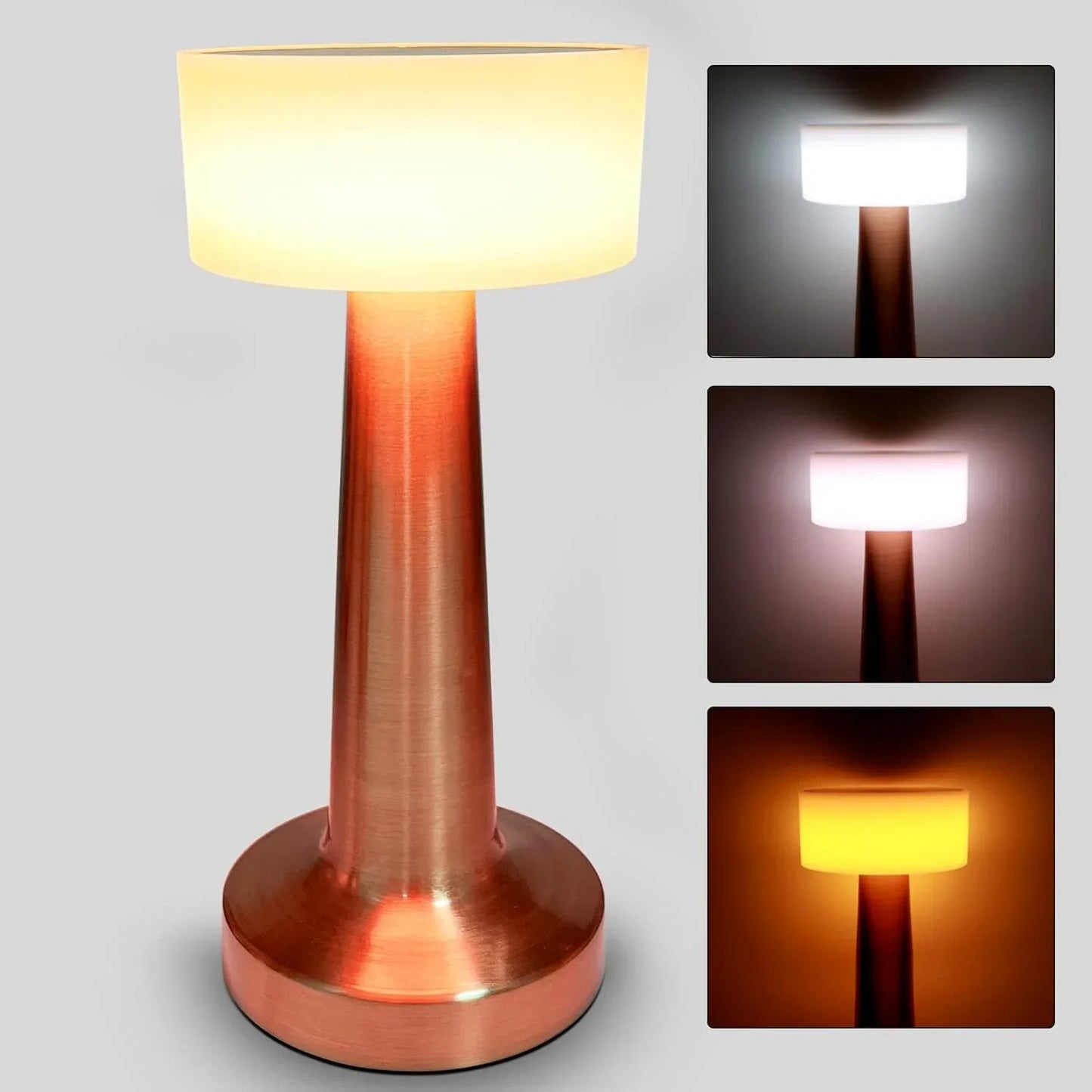 Led Lamp With Touch Control Decorative Desk Lamp Portable Metal Led Table Lamp Usb Rechargeable 3 Color 3 Levels Brightness Dimmable Eye Protection Modern Lamp For Home Decor Party Kids Room Bedroom (1 Pc) - Zidbik