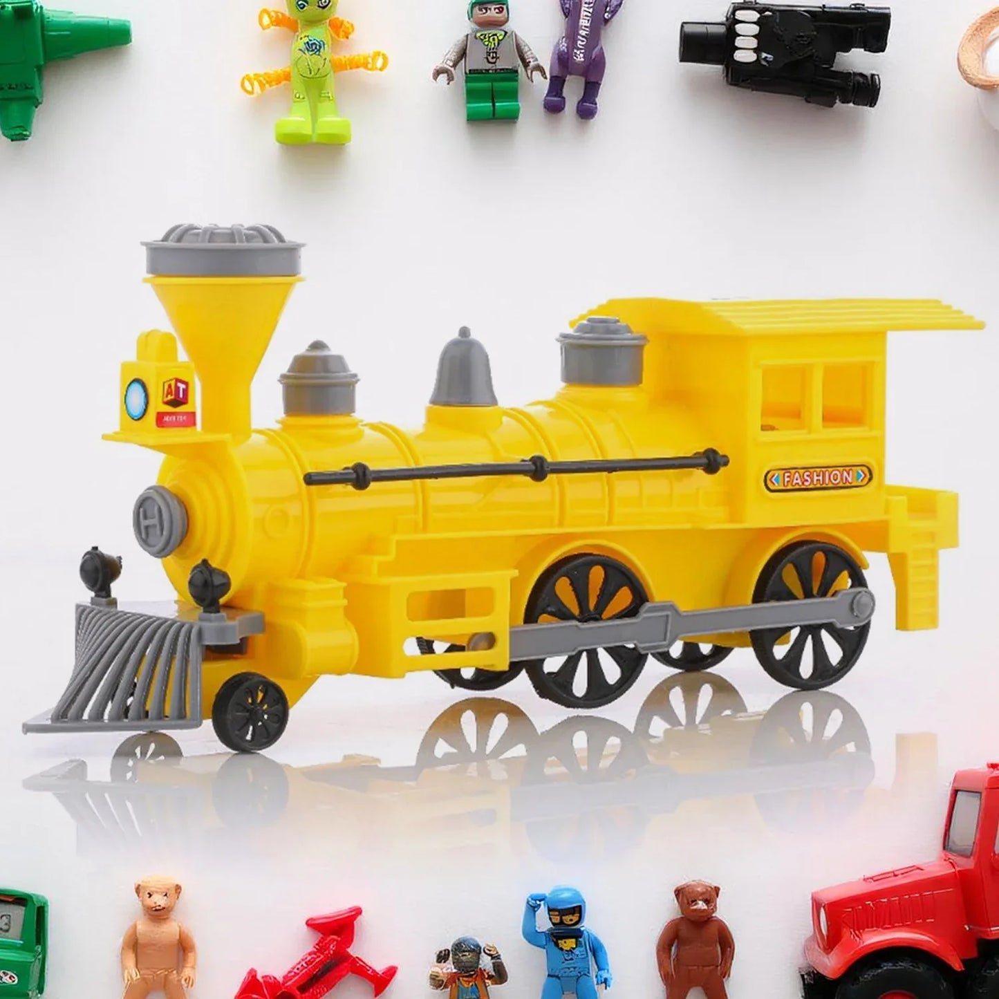 Pull And Go Train With Light Plastic String Pull Back Train (1 Pc Mix Color) - Zidbik
