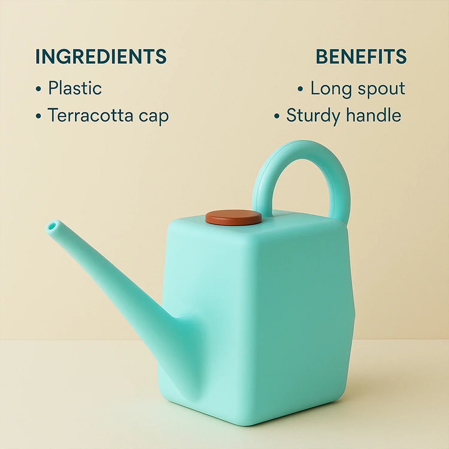 2 Litre Heavy-duty Plastic Gardening Watering Can With Long Spout Ergonomic Handle - Zidbik