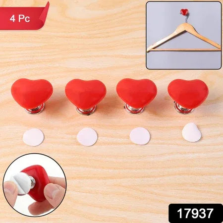 Multipurpose Cabinet Door Handle Drawer Heart-shaped Knob Pulls Toilet Press Button (4 Pc) - Zidbik