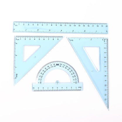 4-piece Transparent Geometry Instrument Set With Ruler - Zidbik