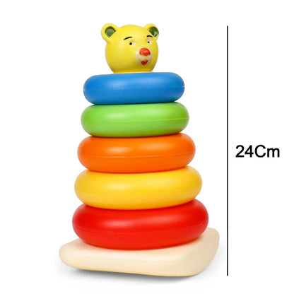 8017 Plastic Baby Kids Teddy Stacking Ring Jumbo Stack Up Educational Toy 5pc - Zidbik