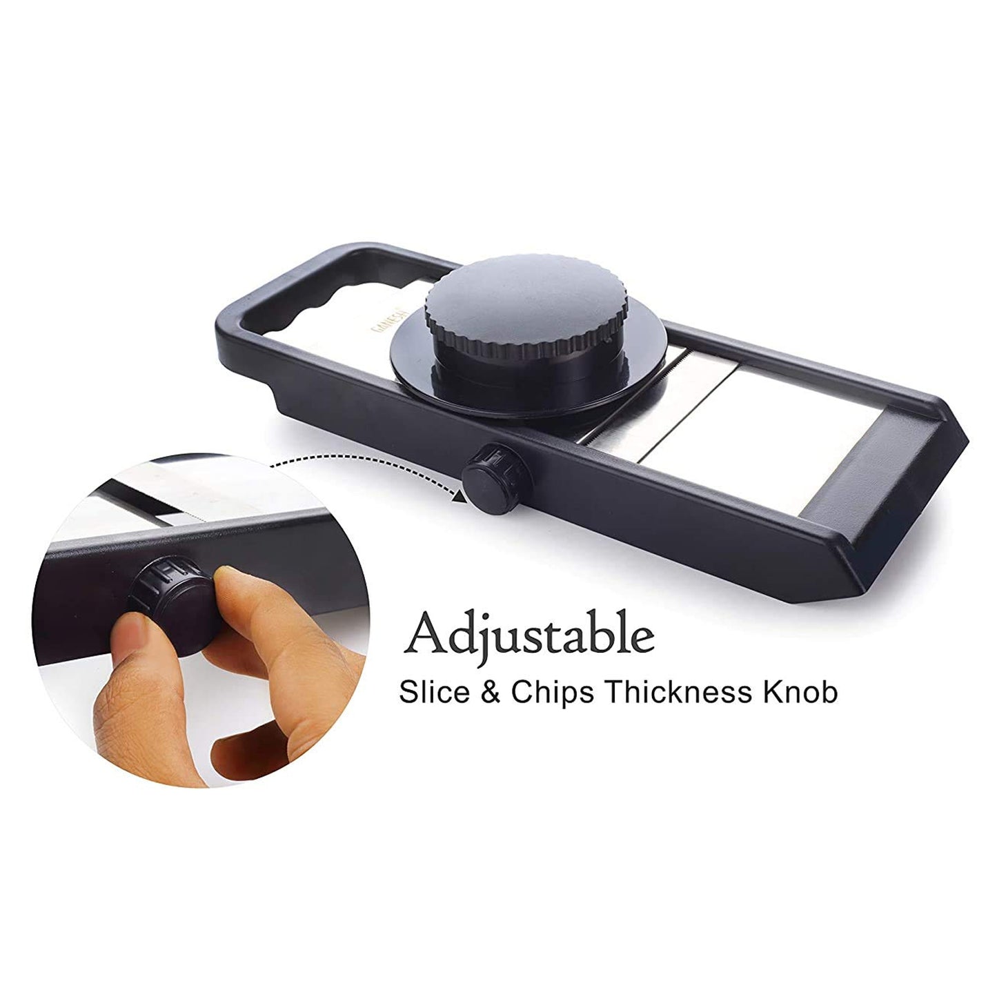 8120 Ganesh Adjustable Plastic Slicer 1-piece Blacksilver - Zidbik