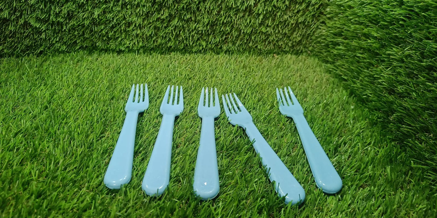 5895  Reusable Premium Heavy Weight Plastic Forks Party Supplies One Size Plastic 5pc Serving Fork Set For Kitchen Travel Home (5pc) - Zidbik