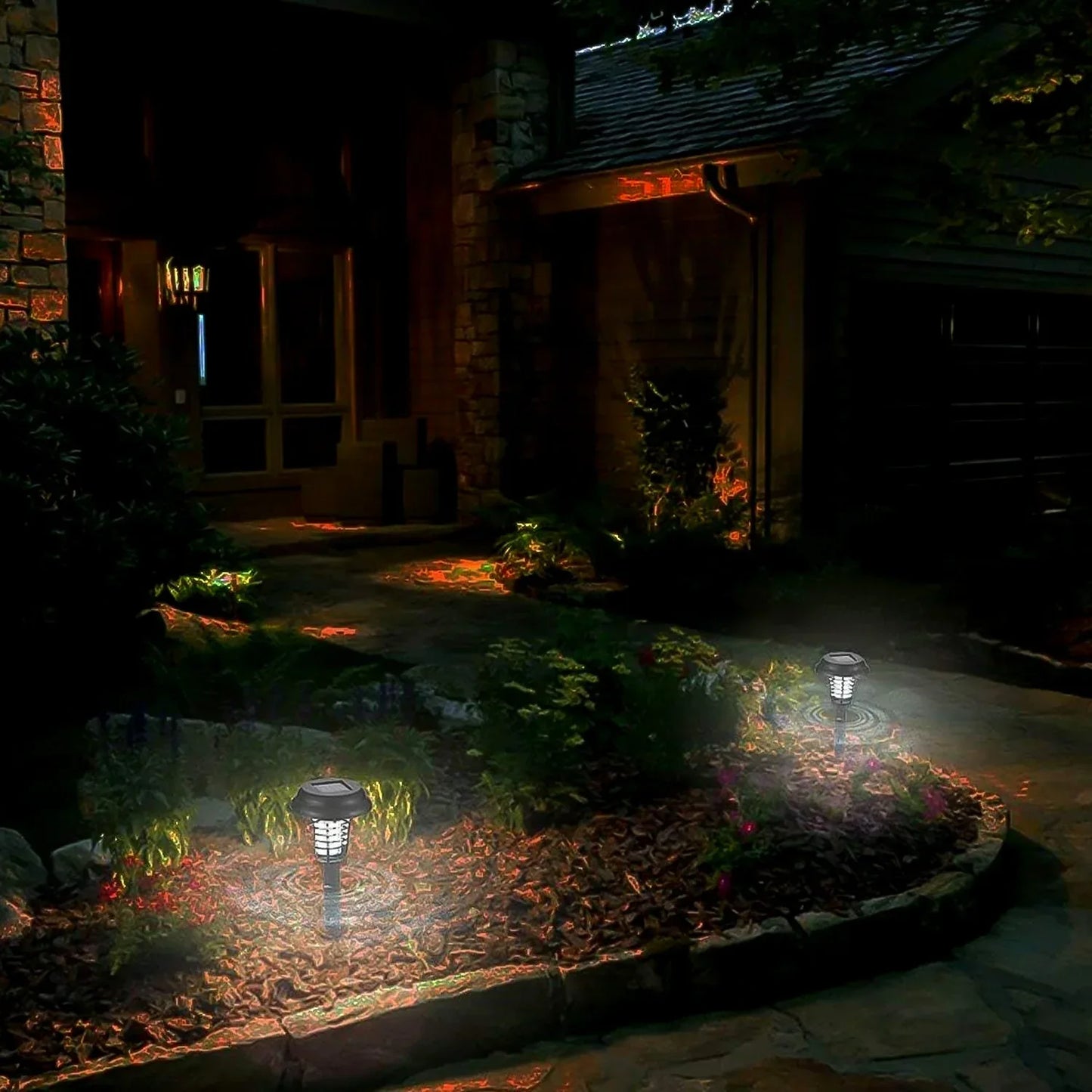 Garden Lighting Uv Led Solar Powered Led Mosquito Trap Bug Zapper (2 Pc) - Zidbik