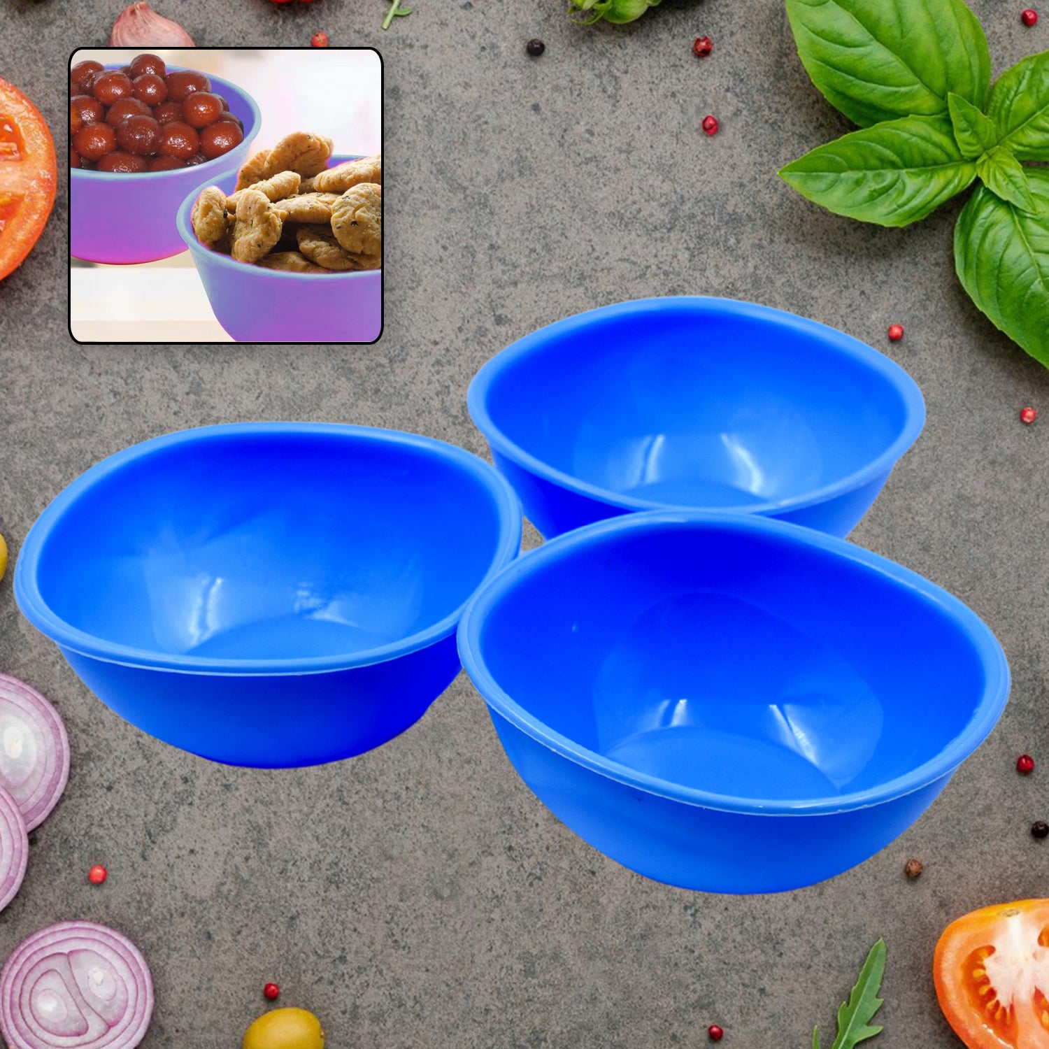 5722 Bpa Free Plastic Bowl Set For Cereal Salad Rice Soup Pasta Snack Bowl Microwave Safe Dishwasher Safe (3 Pcs Set) - Zidbik