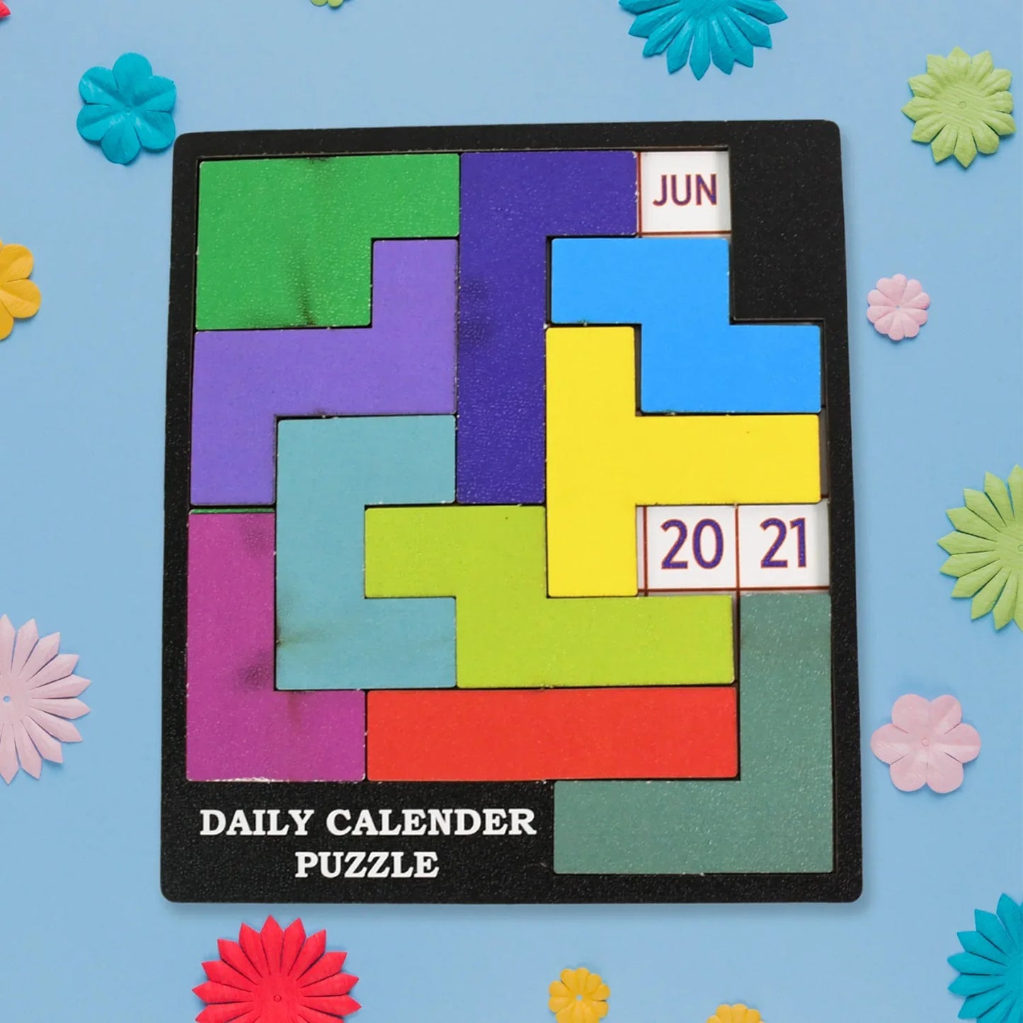Wooden Daily Calendar Puzzle (Multicolor 1 Set) - Zidbik
