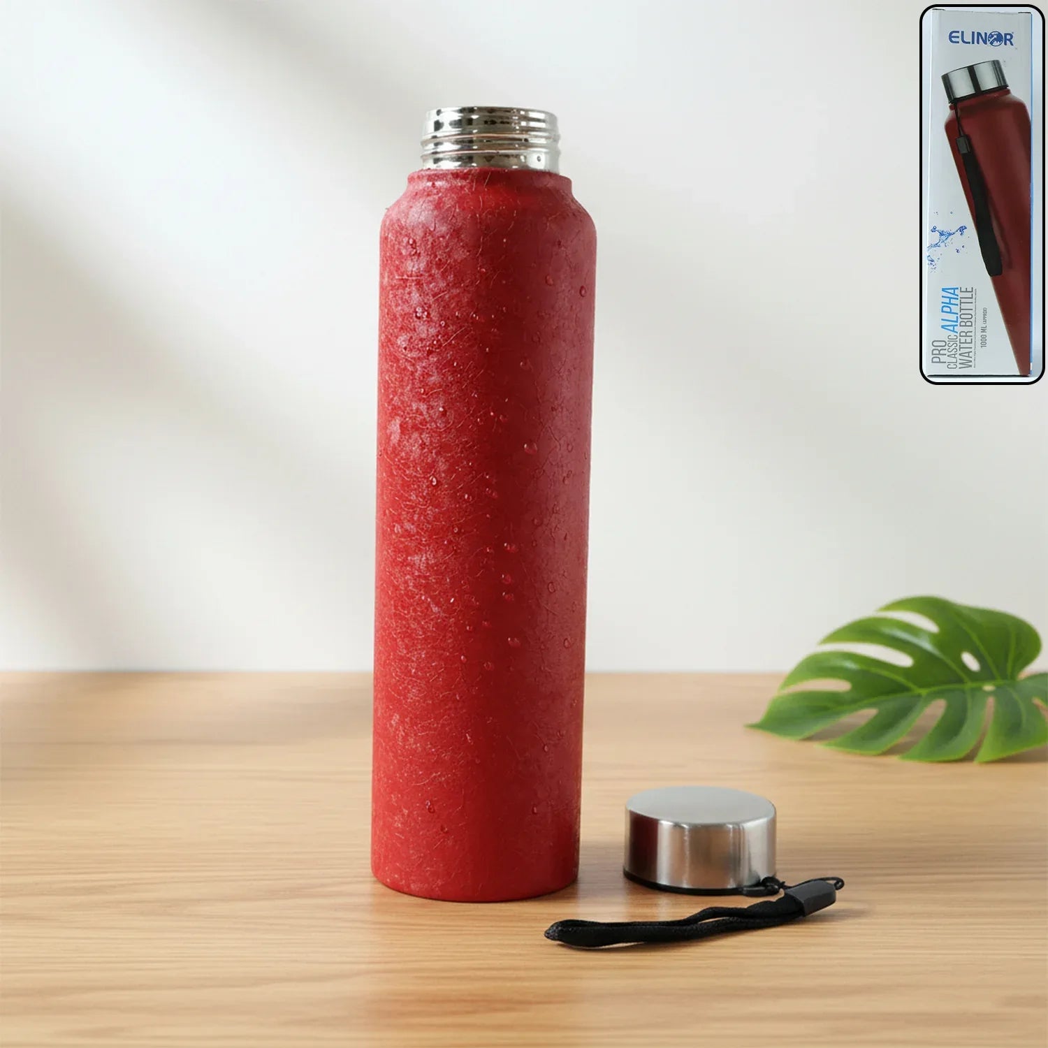 Red Alpha Pro Classic Stainless Steel Water Bottle 1000 Ml Red Color - Zidbik