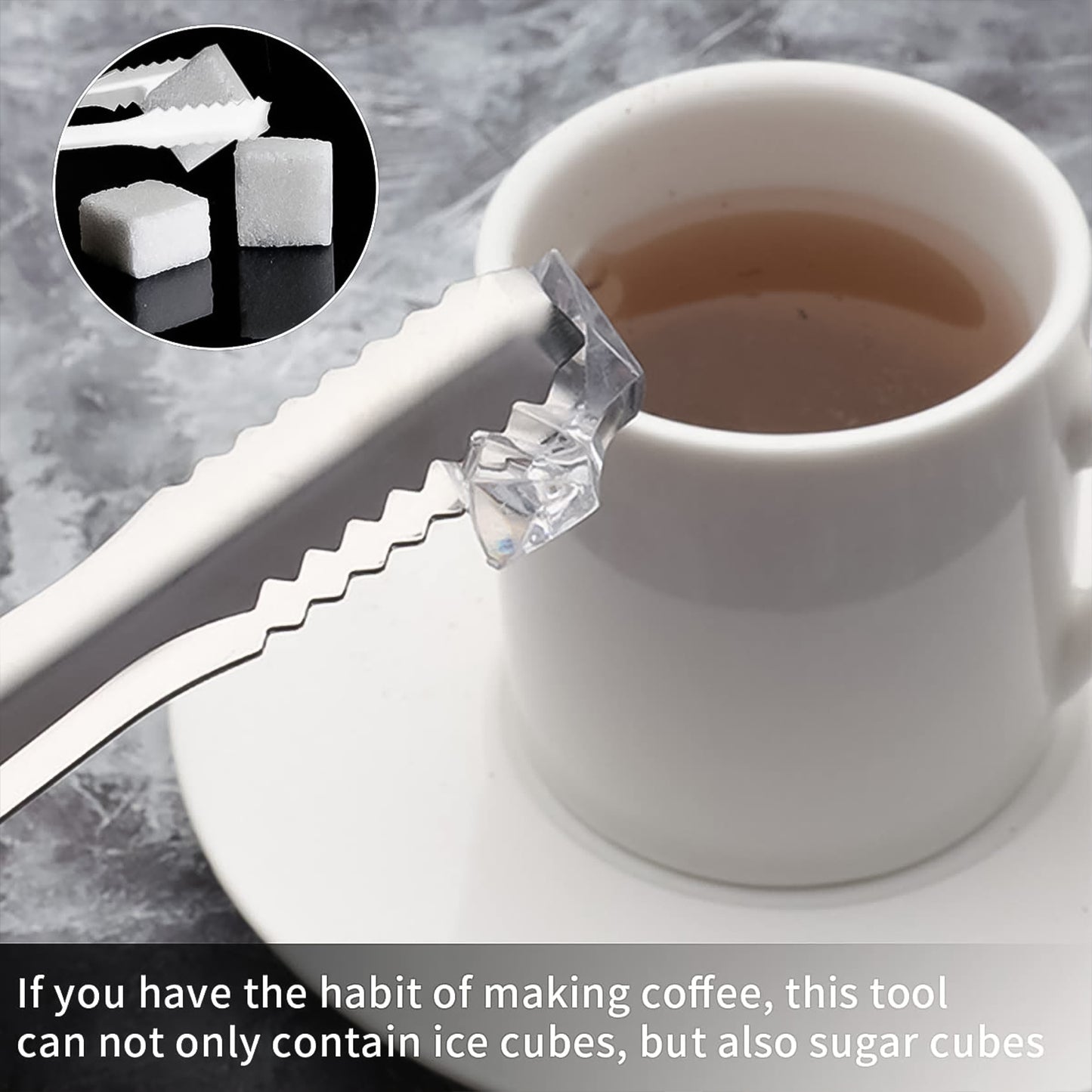 Stainless Steel Tong For Lifting Ice Cubes Sugar Cubes  Serving Tongs (13 Cm  1 Pc) - Zidbik