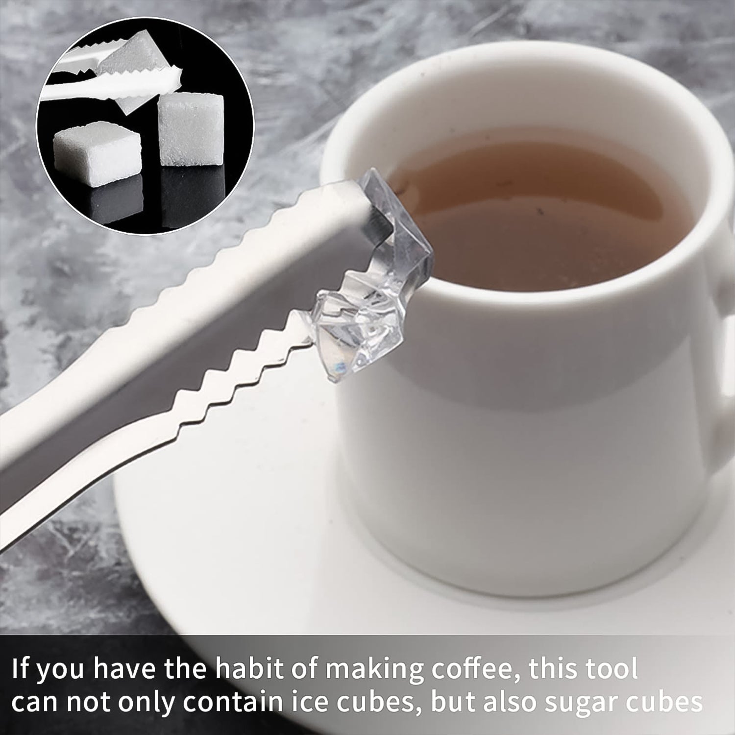 Stainless Steel Tong For Lifting Ice Cubes Sugar Cubes  Serving Tongs (13 Cm  1 Pc) - Zidbik