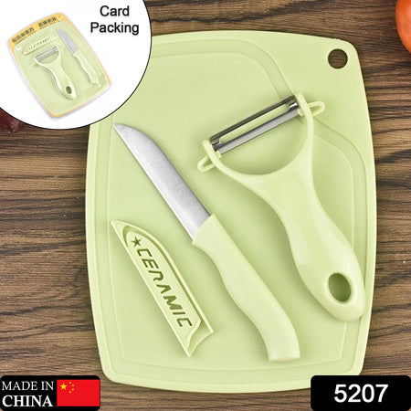 5207 Plastic Kitchen Peeler - Green  Classic Stainless Steel 3-piece Knife Set Combo - Zidbik