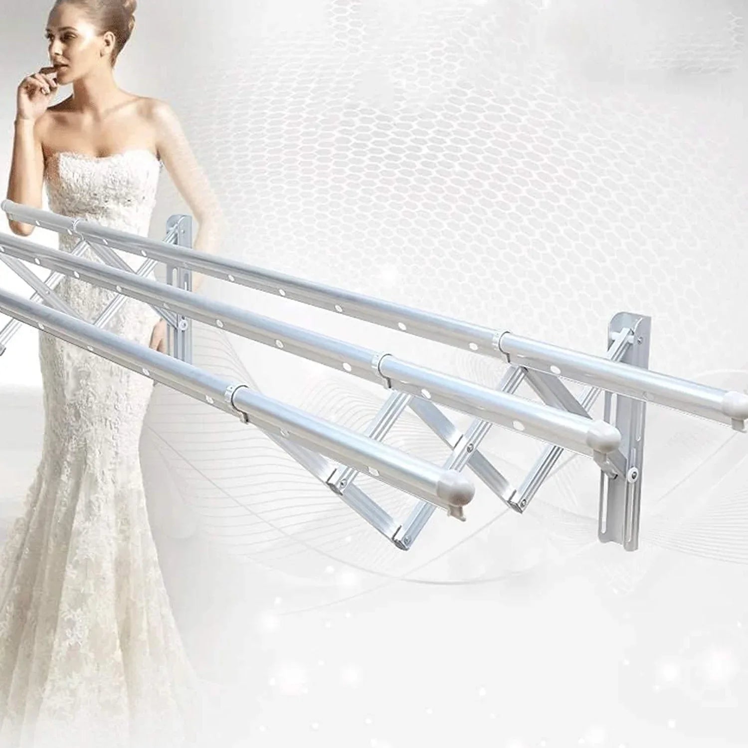 8785 Clothes Rail Rack Clothes Drying Racks Airer Clothes Drying Rack Wall Mounted Clotheshorse Clothes Airer Washing Cloth Line Extendable Fold Towel Rack Bar For Bathroom Indoor Outdoor - Zidbik