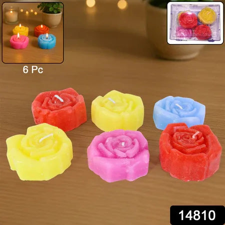 Rose Shaped Wax Candle Set (6 Pc) - Zidbik