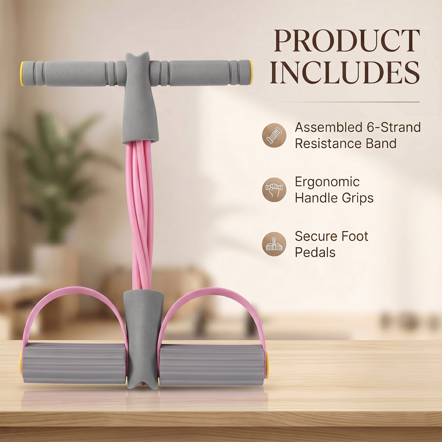 Portable Pull Rope Resistance Exerciser With Foot Pedal Support (1 Pc)