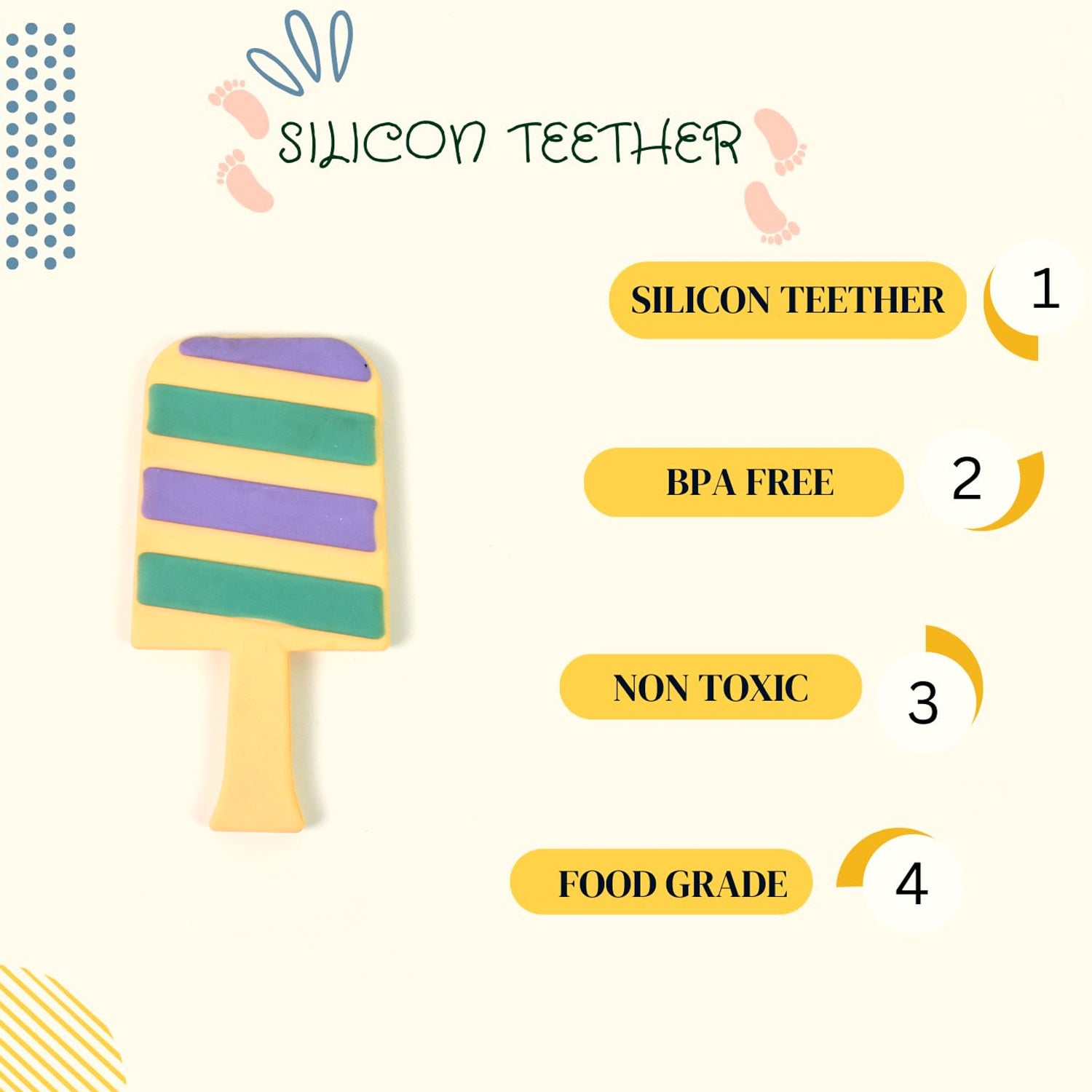 Silicone Candy Shape Teether For Baby (1 Pc) - Zidbik