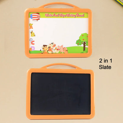 2-in-1 Double-sided Write And Wipe Educational Drawing Board For Kids (1 Set) - Zidbik