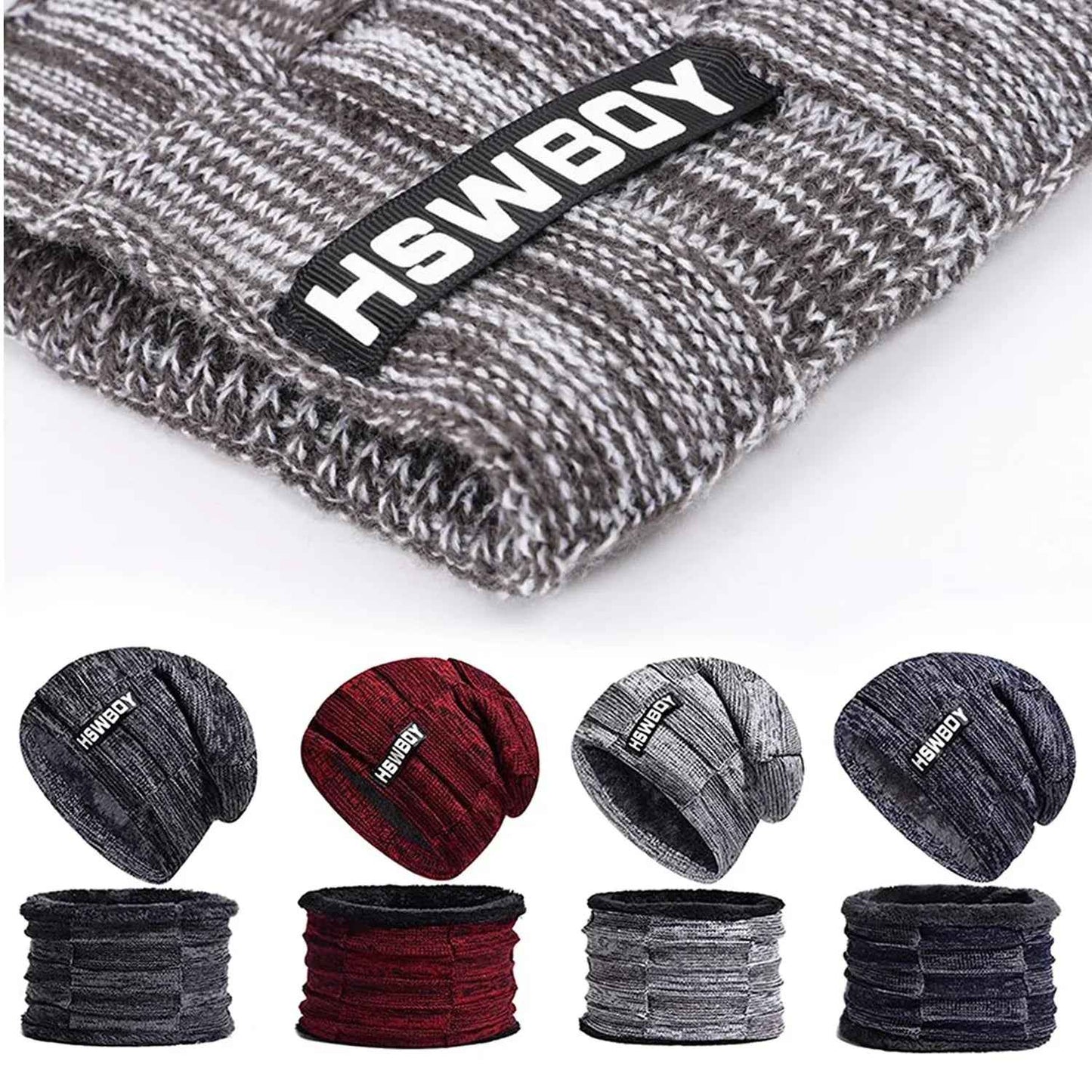 6066 Ultra Soft Unisex Woollen Beanie Cap Plus Muffler Scarf - Zidbik