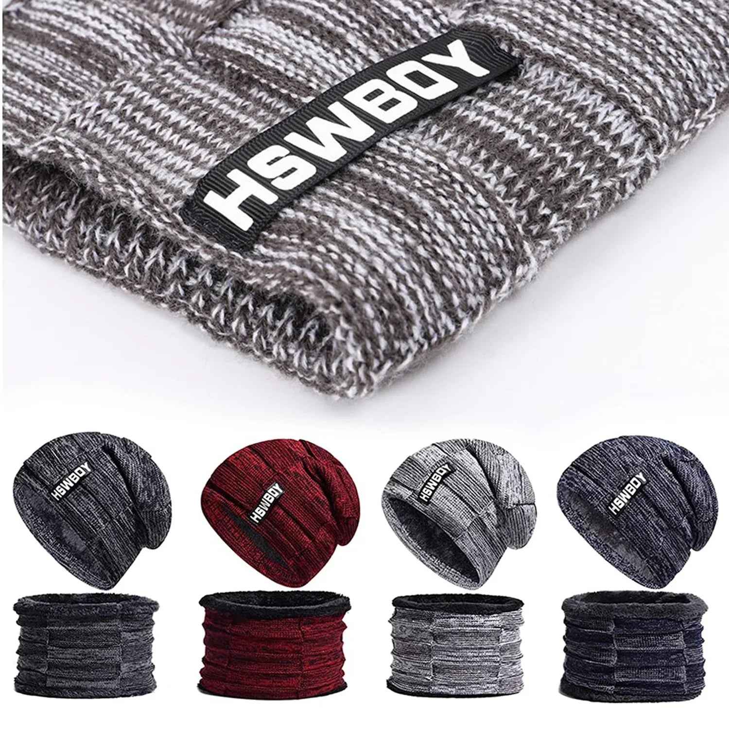 6066 Ultra Soft Unisex Woollen Beanie Cap Plus Muffler Scarf - Zidbik