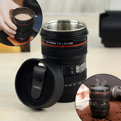 4763 Plastic Camera Lens Stainless Steel Coffee Mug - Zidbik