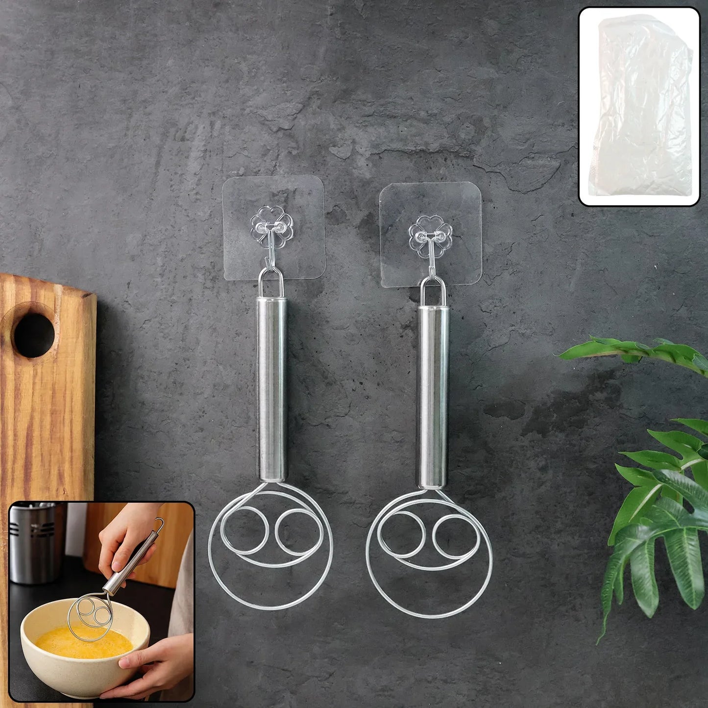2-piece Stainless Steel Spiral Hand Whisk - (2 Pc Set) - Zidbik