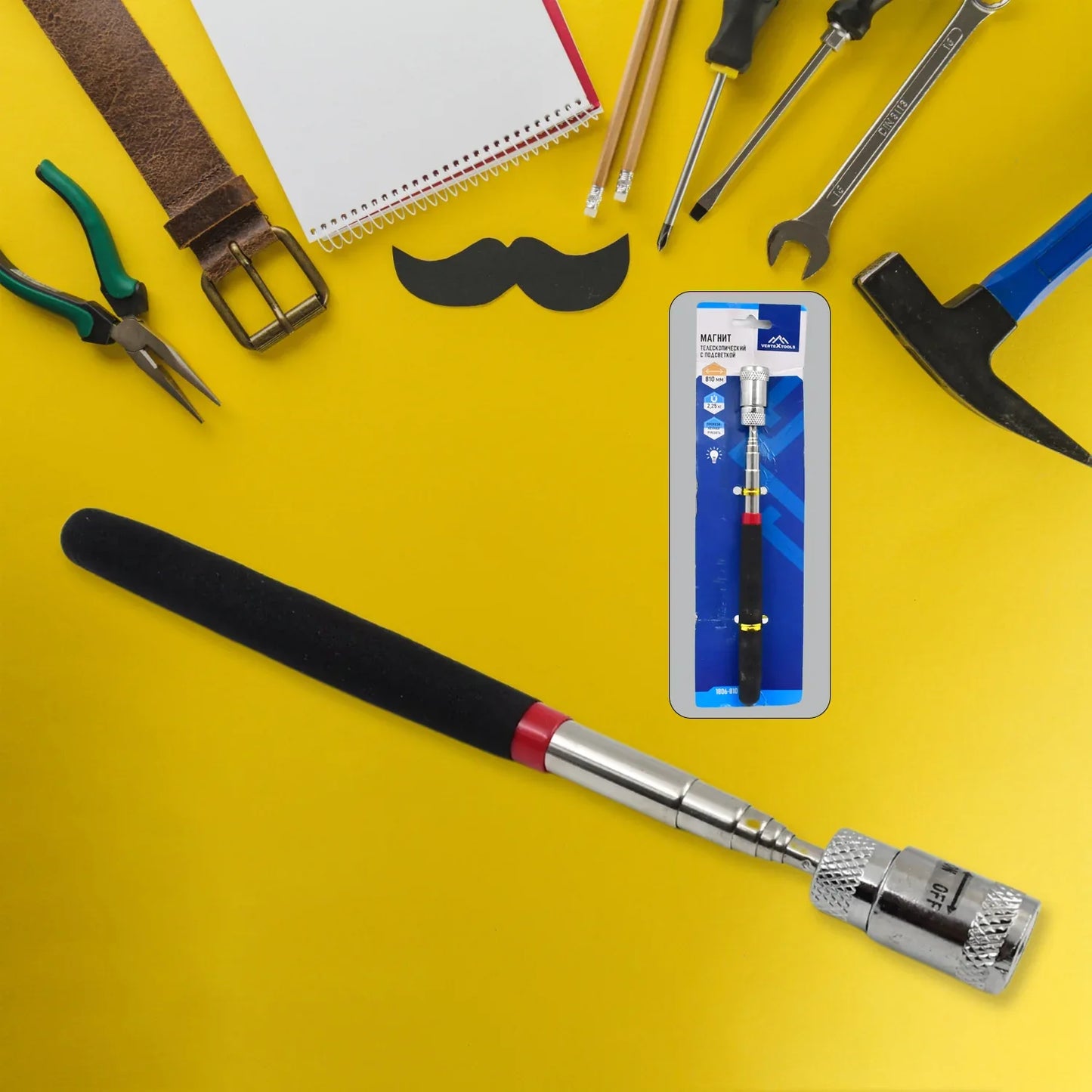1 Pc Telescopic Pick Up Tool Magnetic Mini Led Magnet Tool - Zidbik