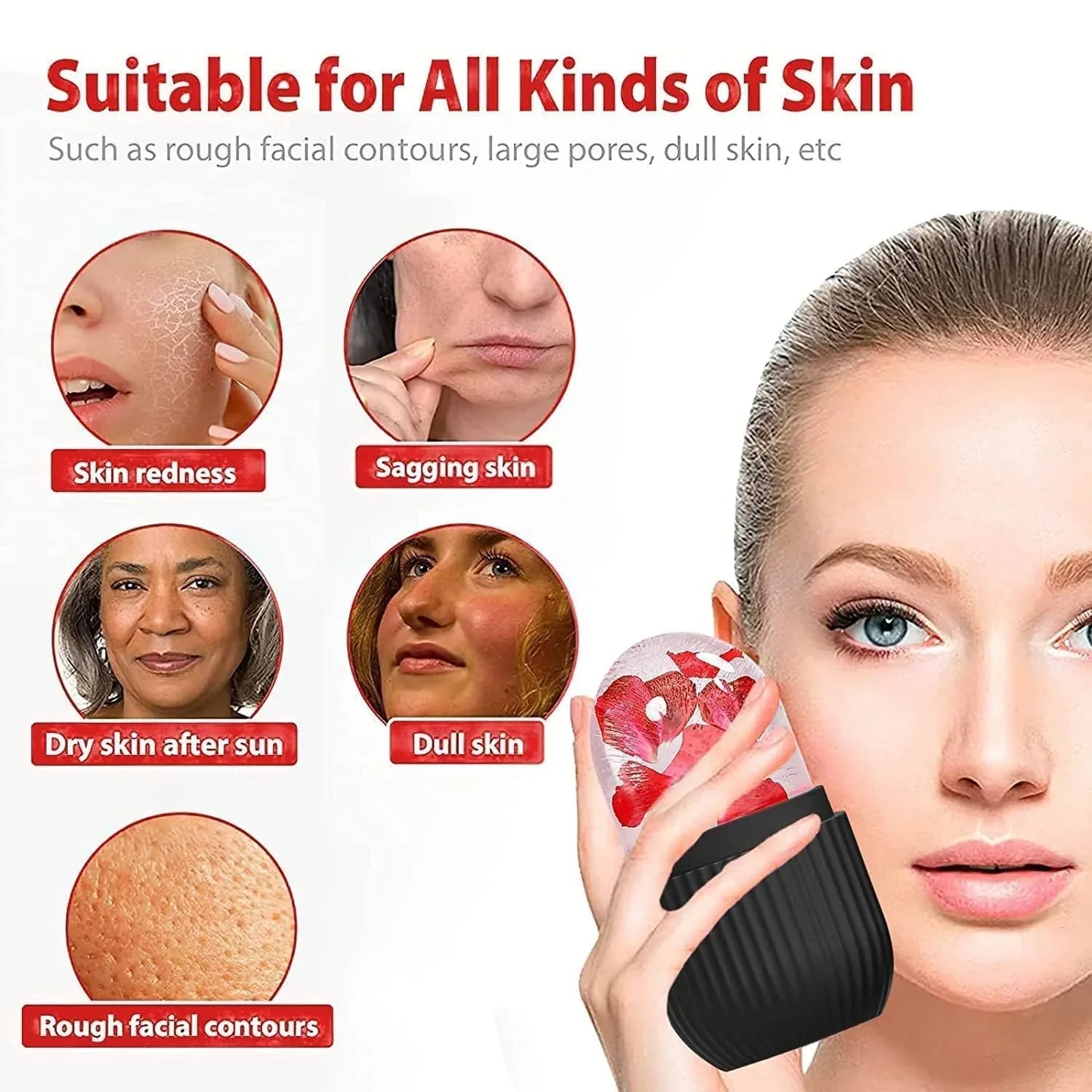 1224b Face Ice Roller Ice Roller For Face Ice Roller For Face Massager Face Ice Treatment Reduce Face Swelling And Under Eye Puffiness (Black) - Zidbik