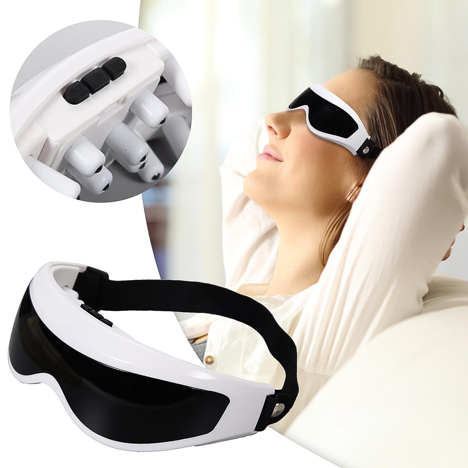 Electric Eye Massager With Adjustable Elastic Band (1 Pc) - Zidbik