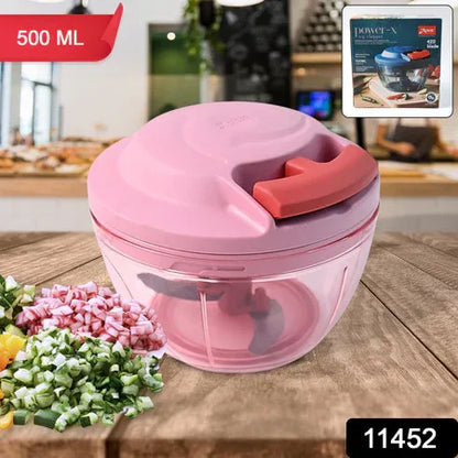 Apex Power-x Triple Stainless Steel Blades And Hand-pull Vegetable Chopper (500ml) - Zidbik