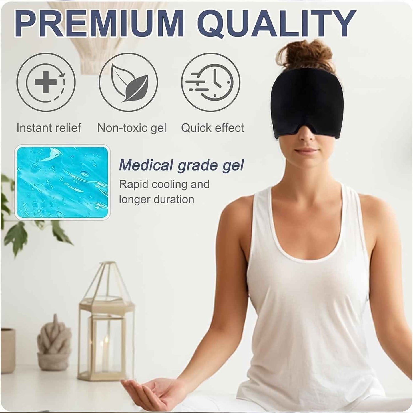 Headache Relief Cap - Migraine Hat (1 Pc Black Color)