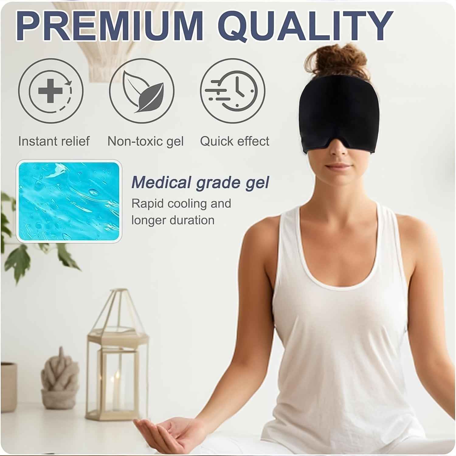 Headache Relief Cap - Migraine Hat (1 Pc Black Color)