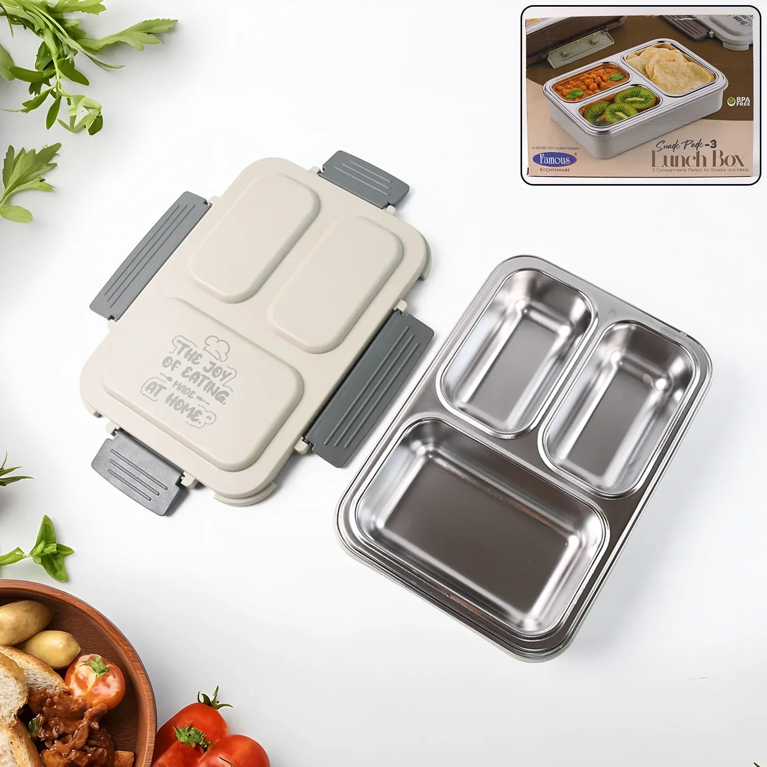Lunch Box (200 Ml Each Container) With Attractive Stand - 4 Pcs - Zidbik