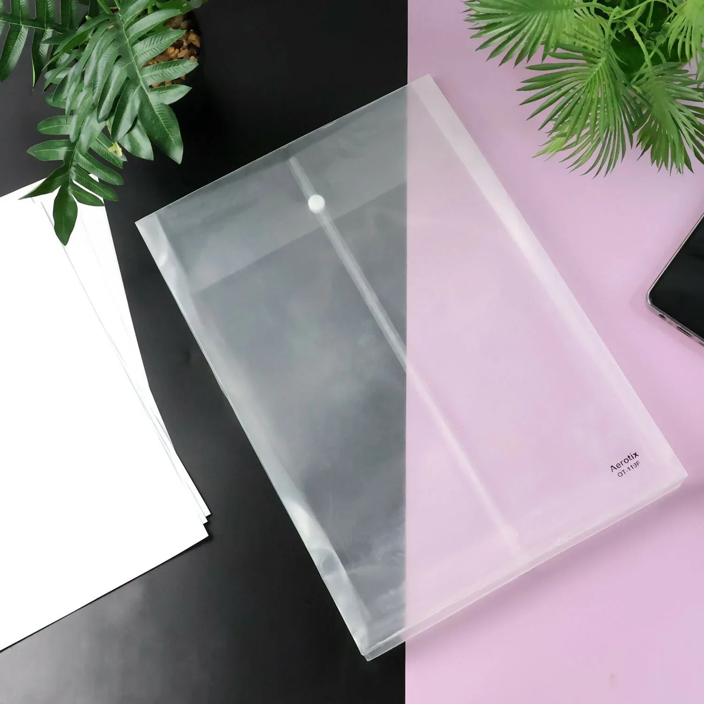 Mix Design Transparent Document Folder A4 Size Clear File Protector (1 Pc) - Zidbik