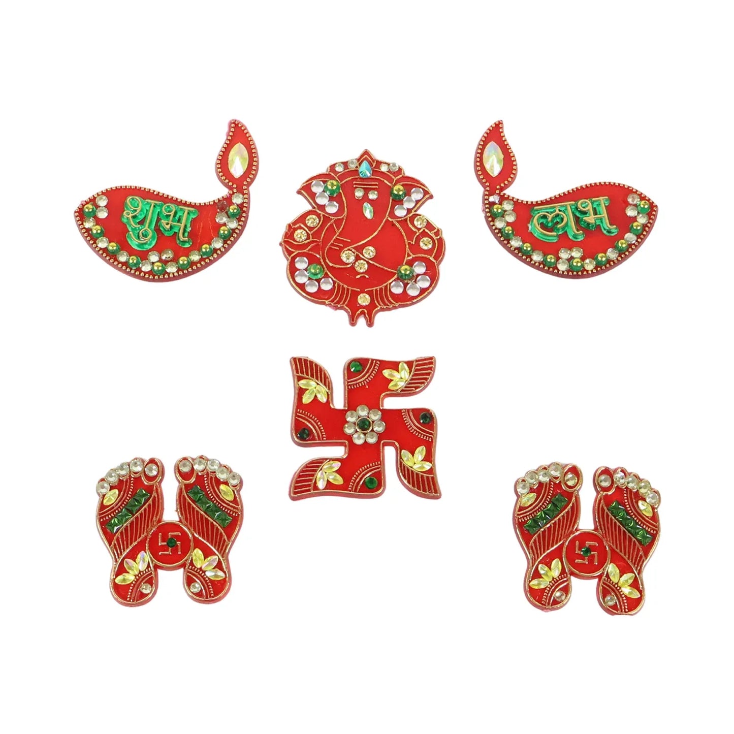 Traditional Decorative Shubh Labh Door Hanging (6 Pc 1 Set) - Zidbik