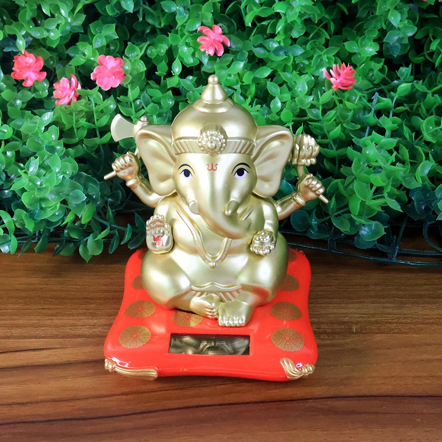 Decorative Religious Large Lord Ganesha Idol With Solar-powered Base (1 Pc) - Zidbik