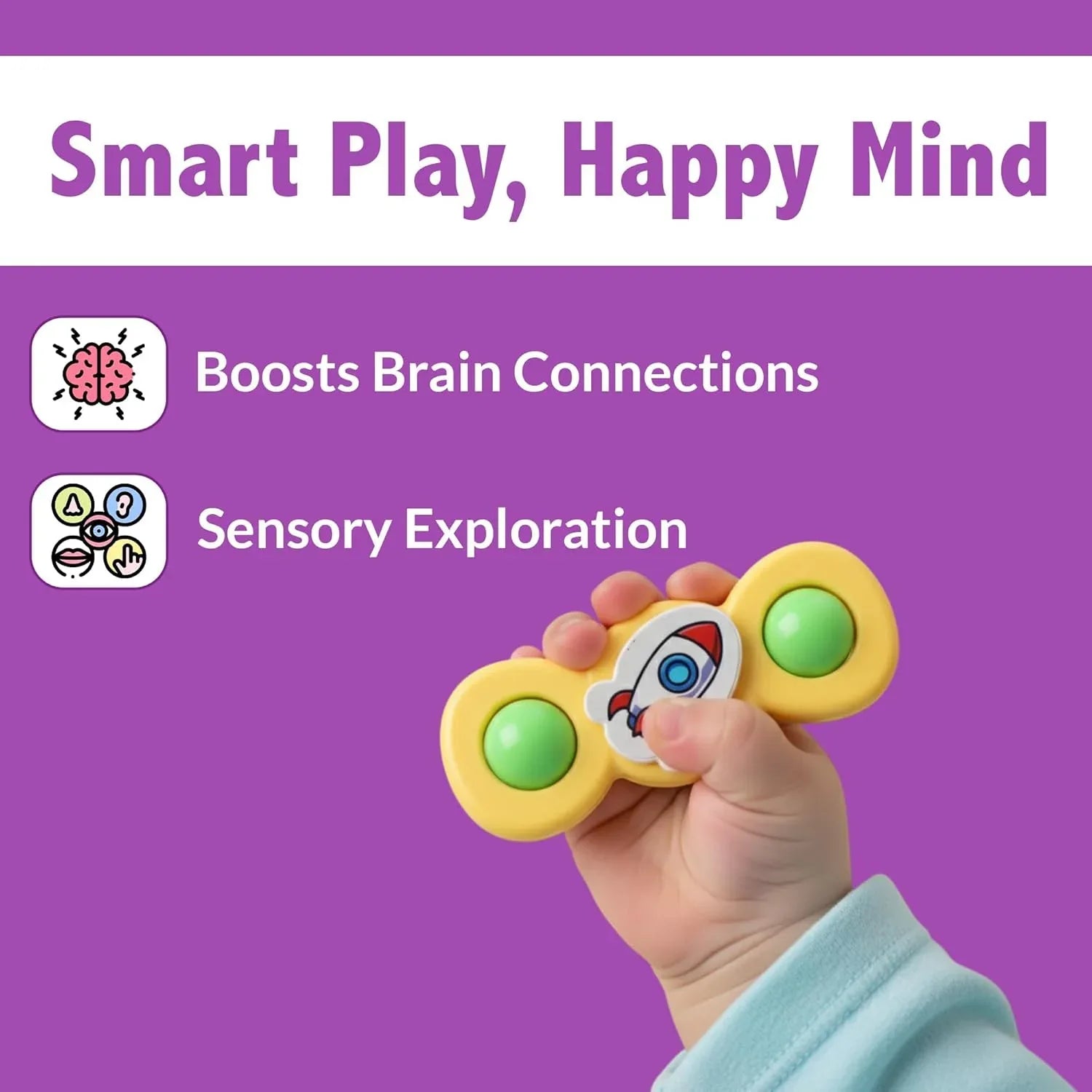 Colour Baby Spinner Toy Set Suction Cup Sensory Spin Toys (3 Pc Set) - Zidbik