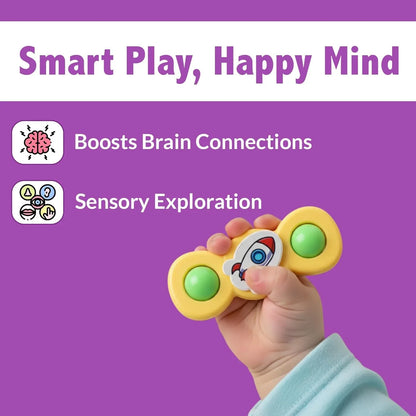 Colour Baby Spinner Toy Set Suction Cup Sensory Spin Toys (3 Pc Set) - Zidbik
