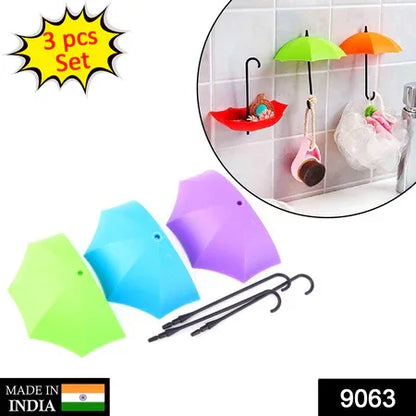 9063 Multipurpose Umbrella Key Hat Holder Wall Hanging Hook Multicolor - Zidbik