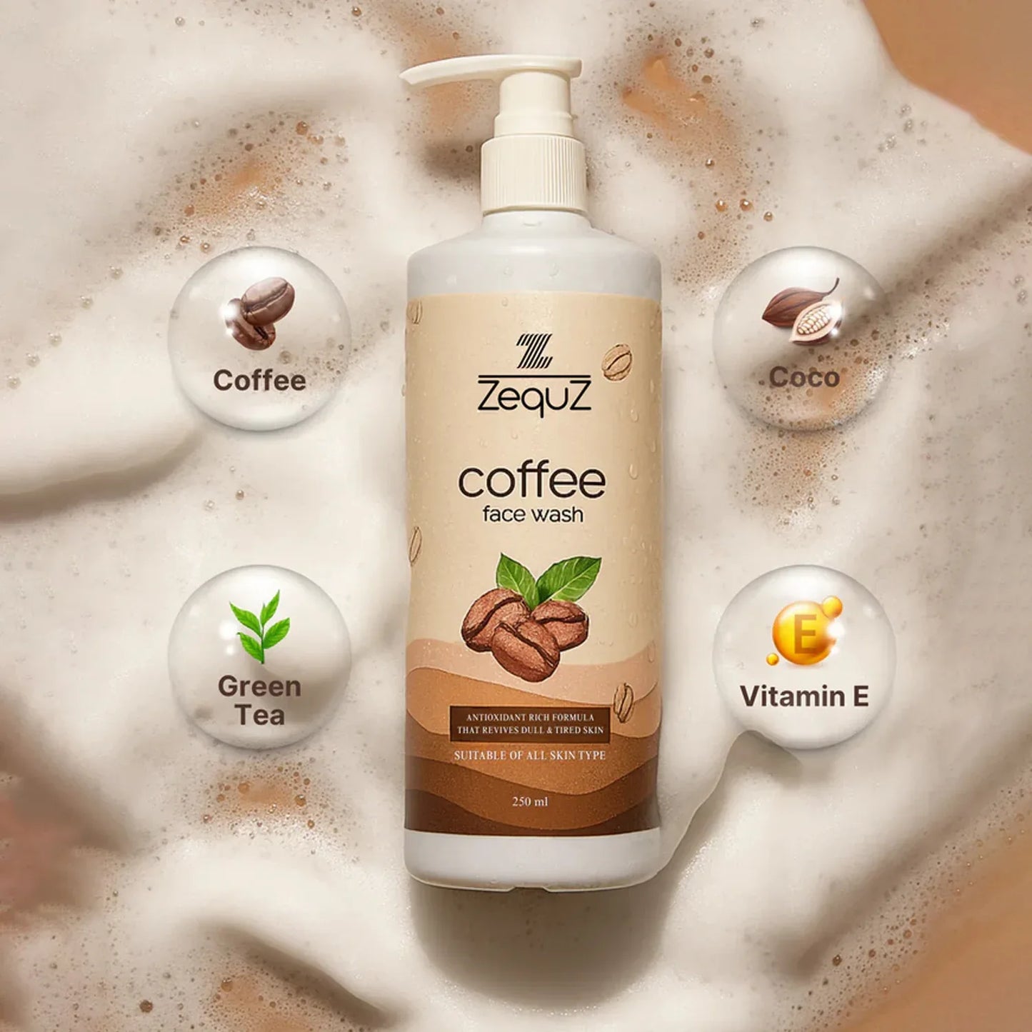 Zequz Coffee Face Wash - (1 Pc 250 Ml) - Zidbik