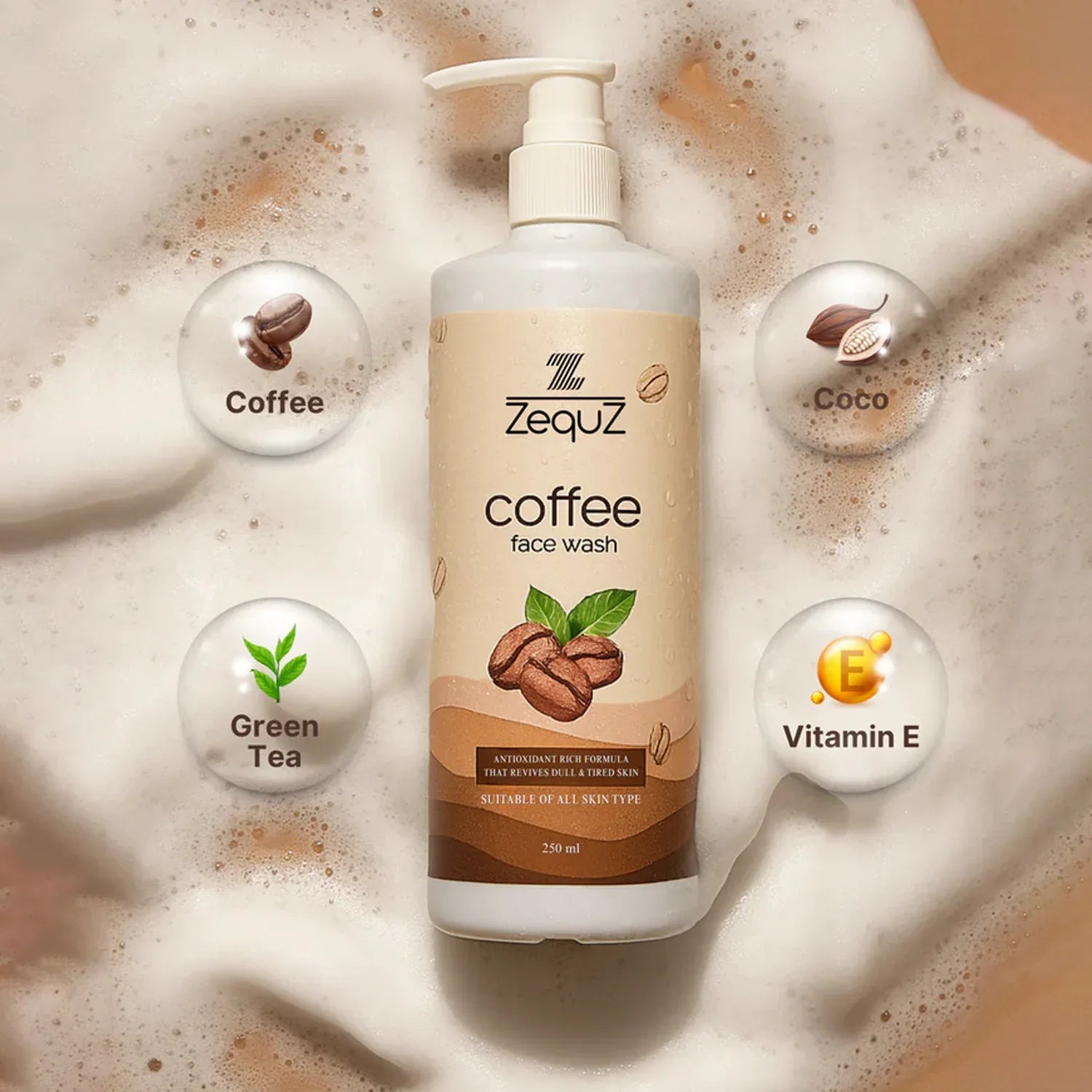 Zequz Coffee Face Wash - (1 Pc 250 Ml) - Zidbik
