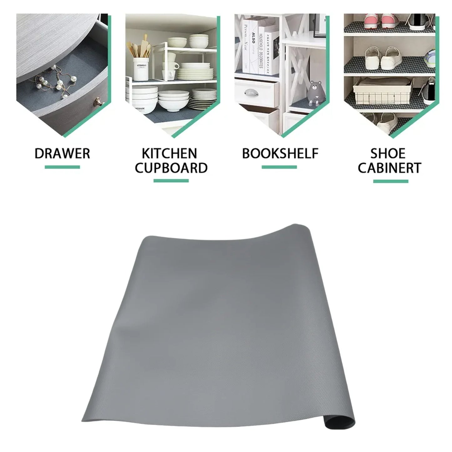 5861 Multipurpose Anti-slip Bathroom Kitchen Cabinet Drawer Shelf Mat Liner Sheets Roll Fridge Mat Table Mat Anti-slip Super Strong Placement Mat For Fridge Bathroom Kitchen Drawer Shelf Liner (45cmx1.25m) - Zidbik