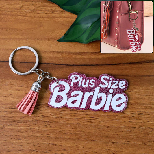 Text Keychain With Glitter Finish And Tassel Charm (1 Pc) - Zidbik