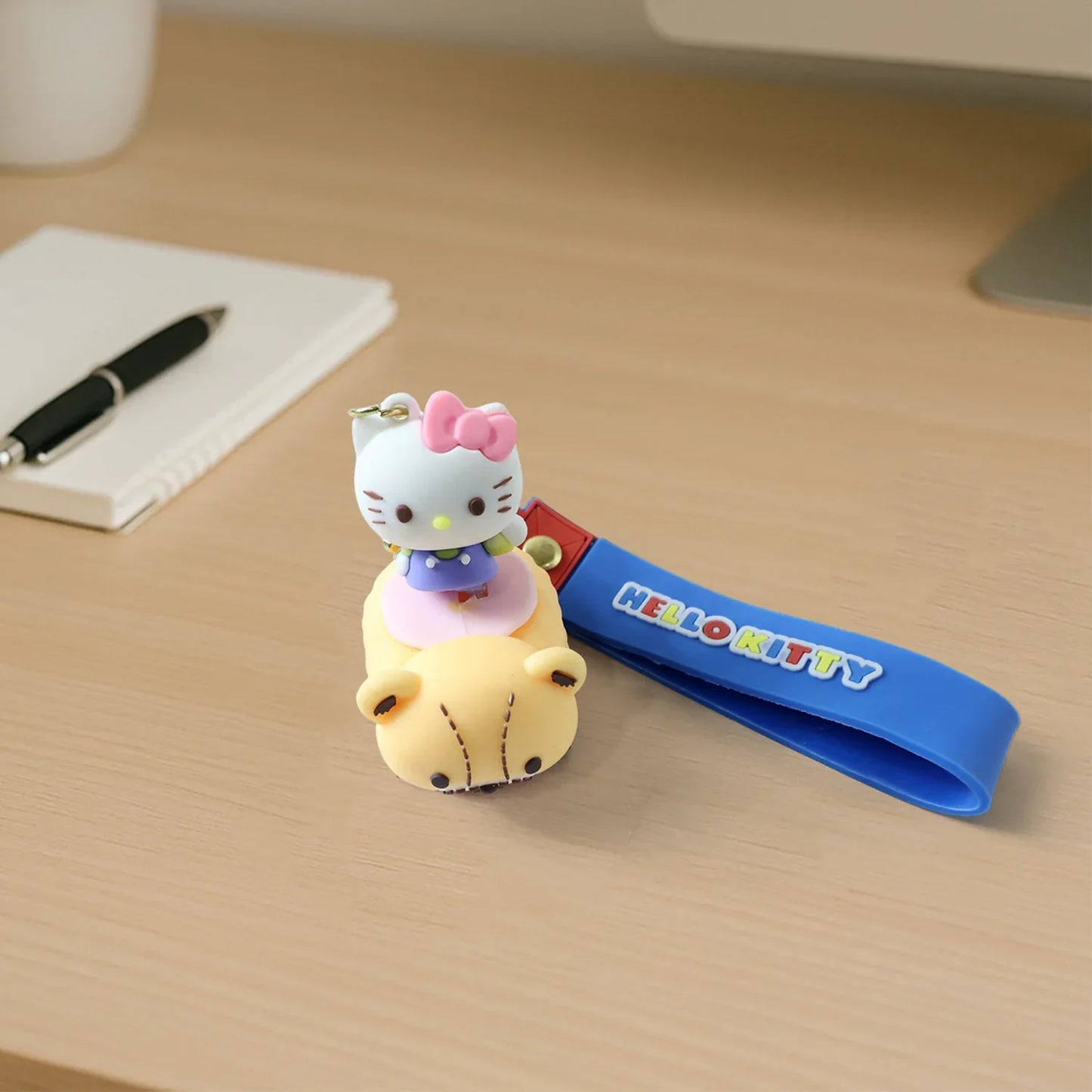 Cute Cartoon Cat Riding Toy Car Silicone Keychain (1 Pc) - Zidbik