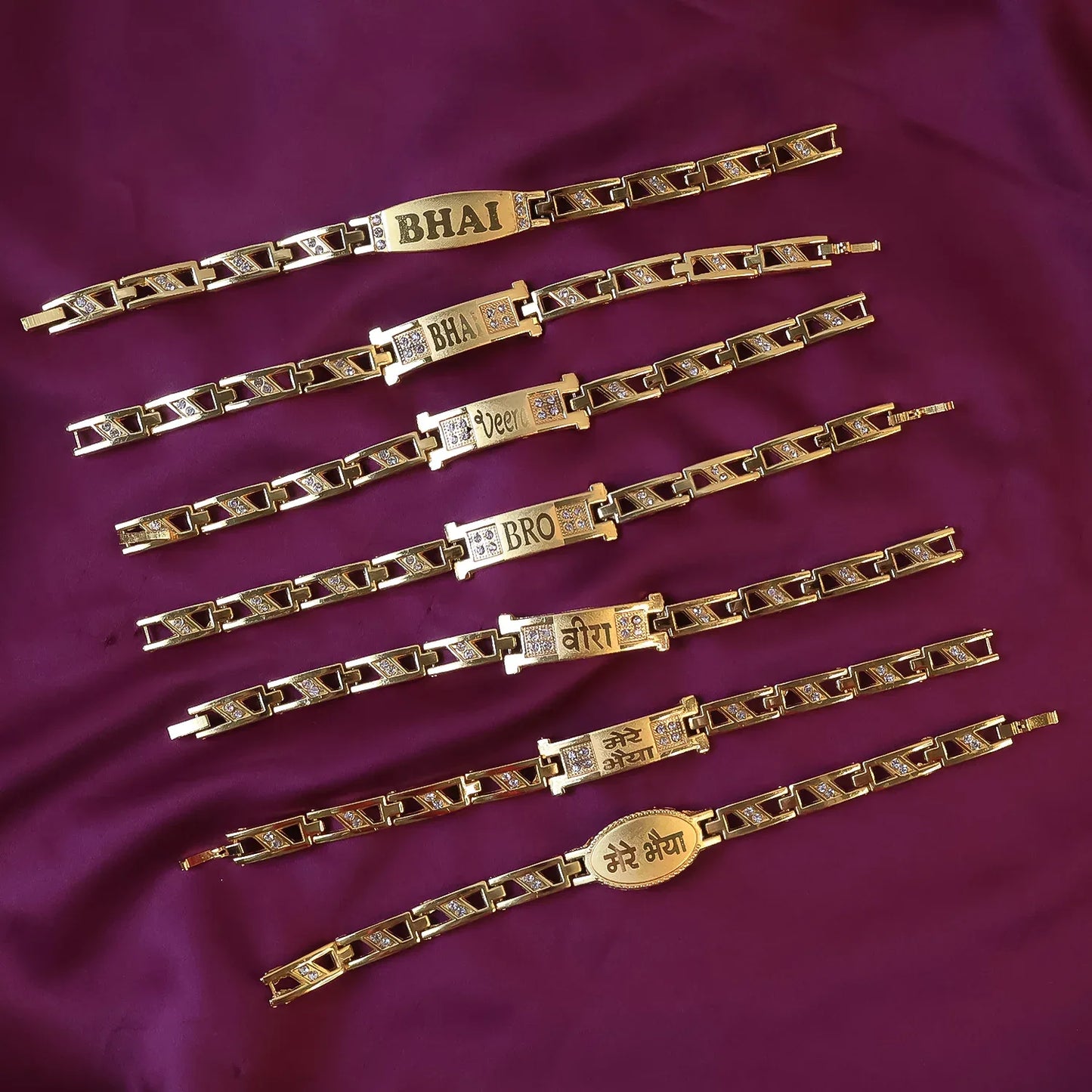Metal Rakhi Bracelet For Brother Chain Rakhi With Wording (Mix Design 1 Pc) - Zidbik