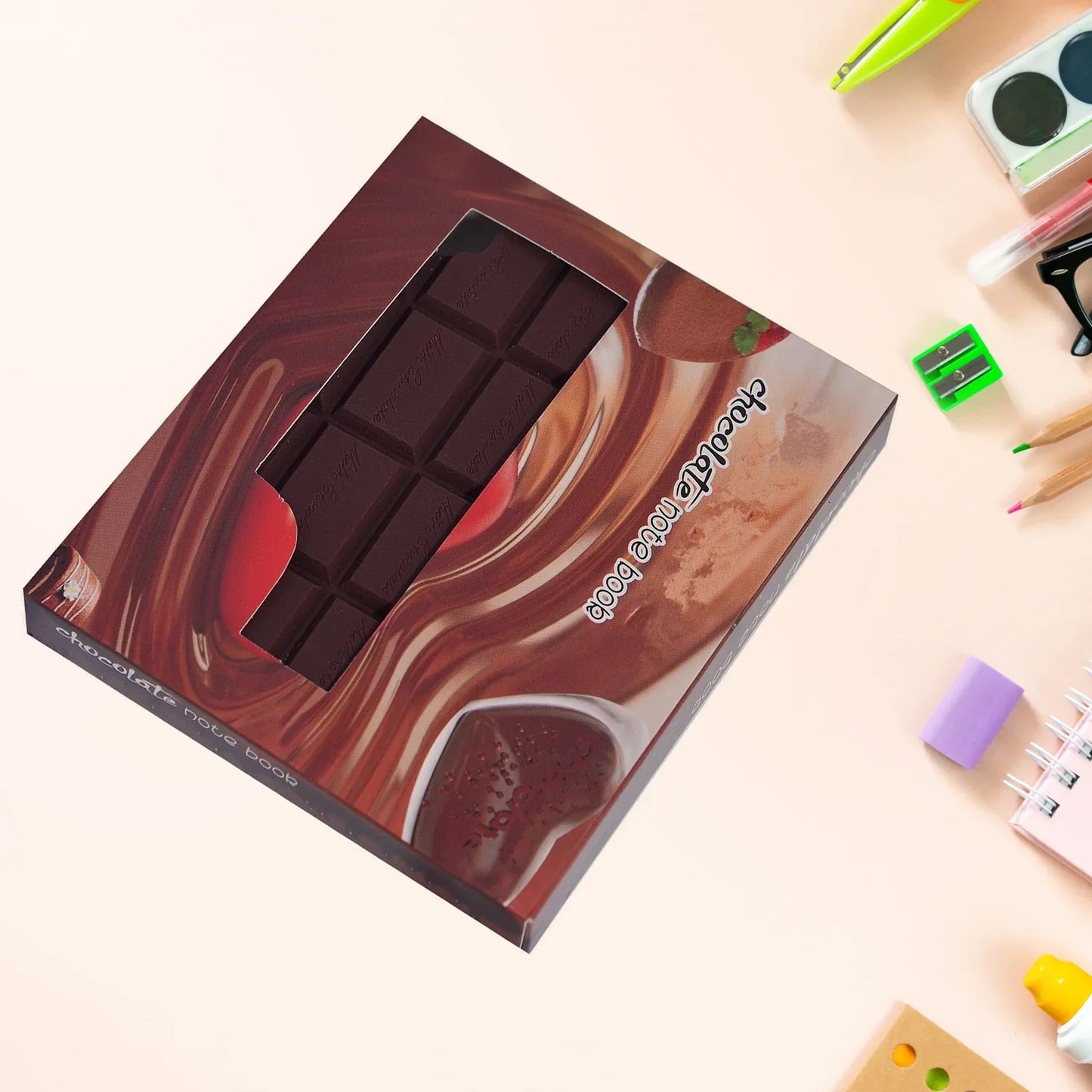 4528 Small Chocolate Scented Diary Memo Notebook In Rectangular Chocolate Bite Shape With Original Chocolate Smell Personal Pocket Diary With Plain Pages For Kids - Zidbik