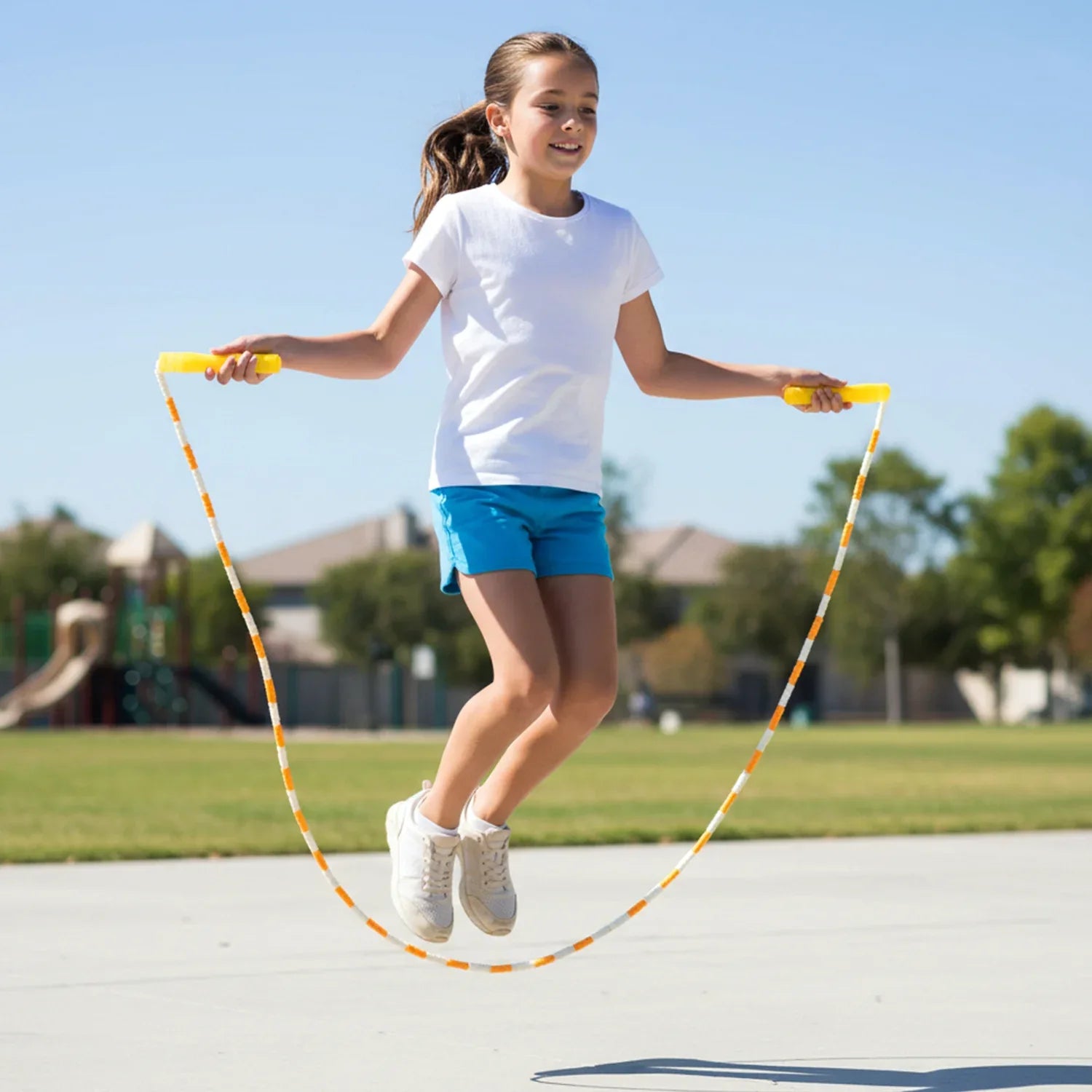 Yellow White Beaded Skipping Jump Rope (1 Set) - Zidbik