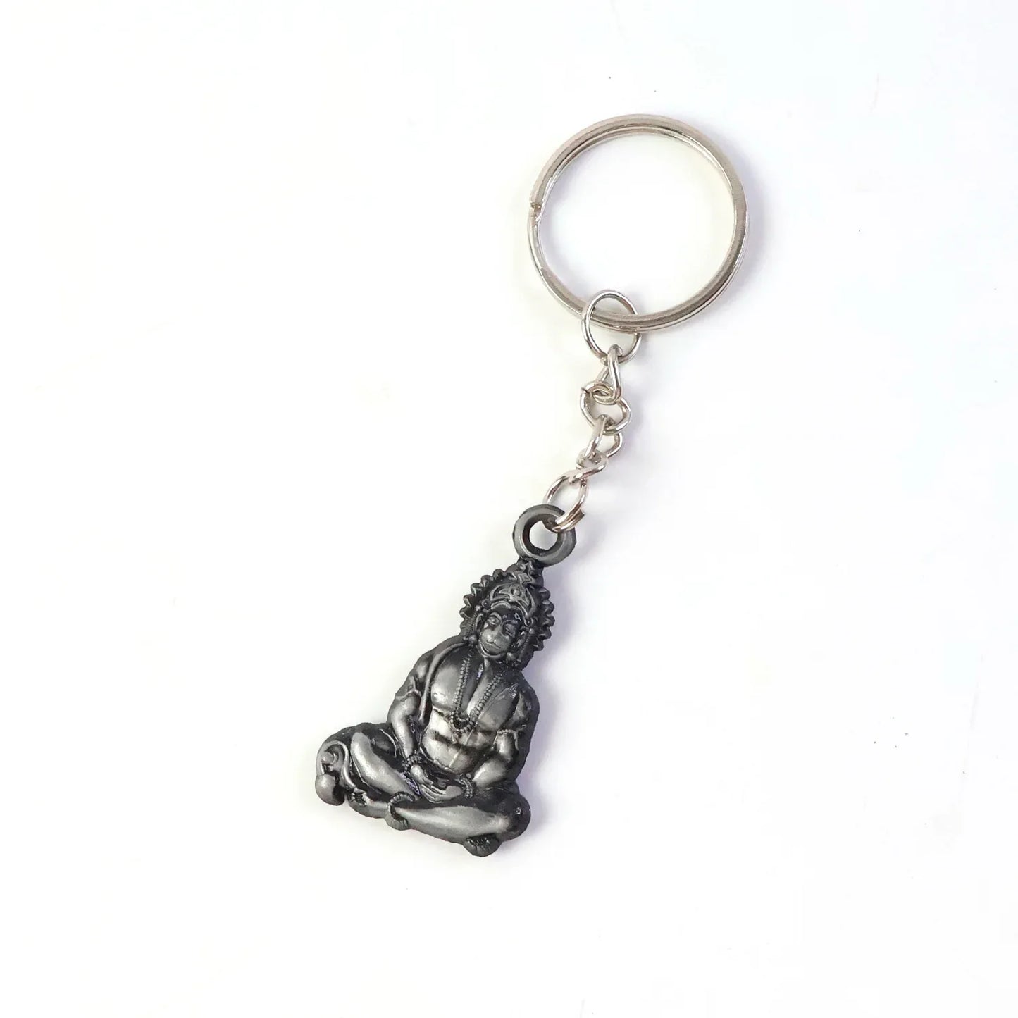 Premium Spiritual Hanuman Ji Sitting Pose Metal Keychain (1 Pc) - Zidbik