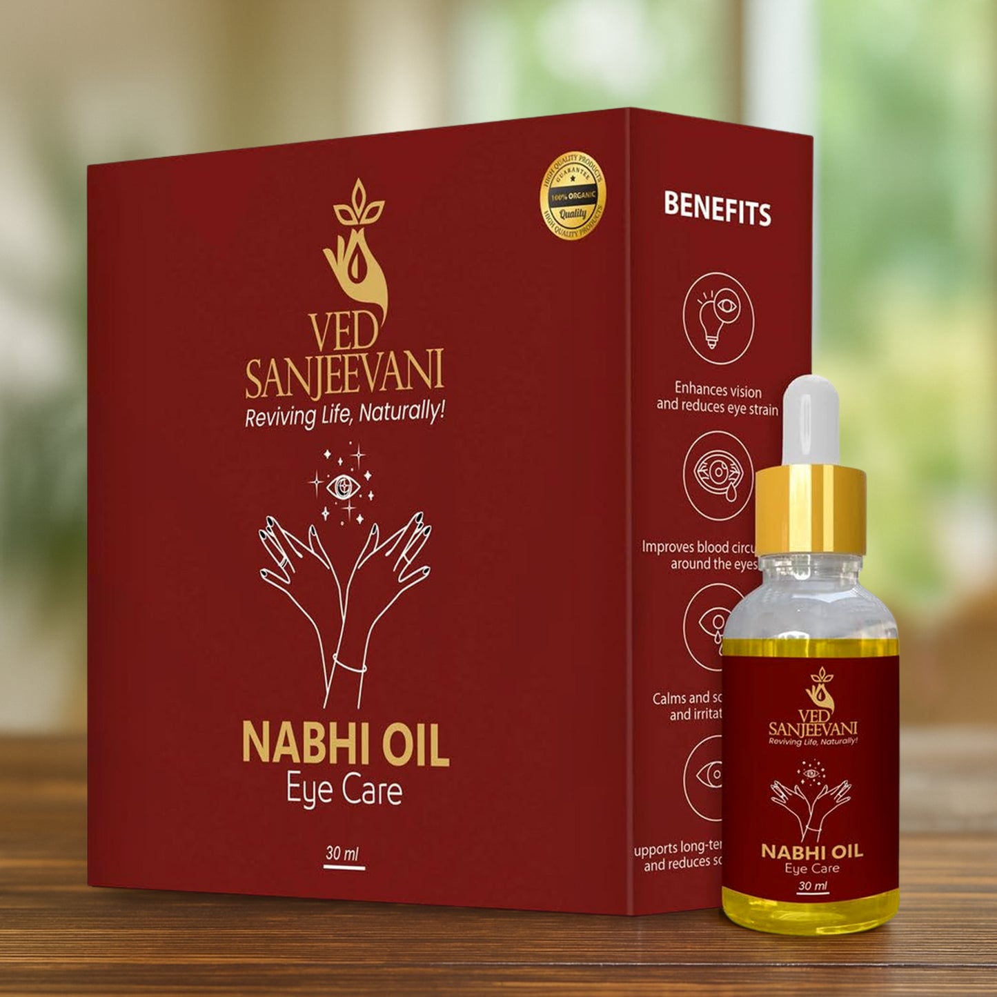 Ved Sanjeevani 100 Organic Ayurvedic Nabhi Oil For Eye Care (30ml  1 Pc) - Zidbik